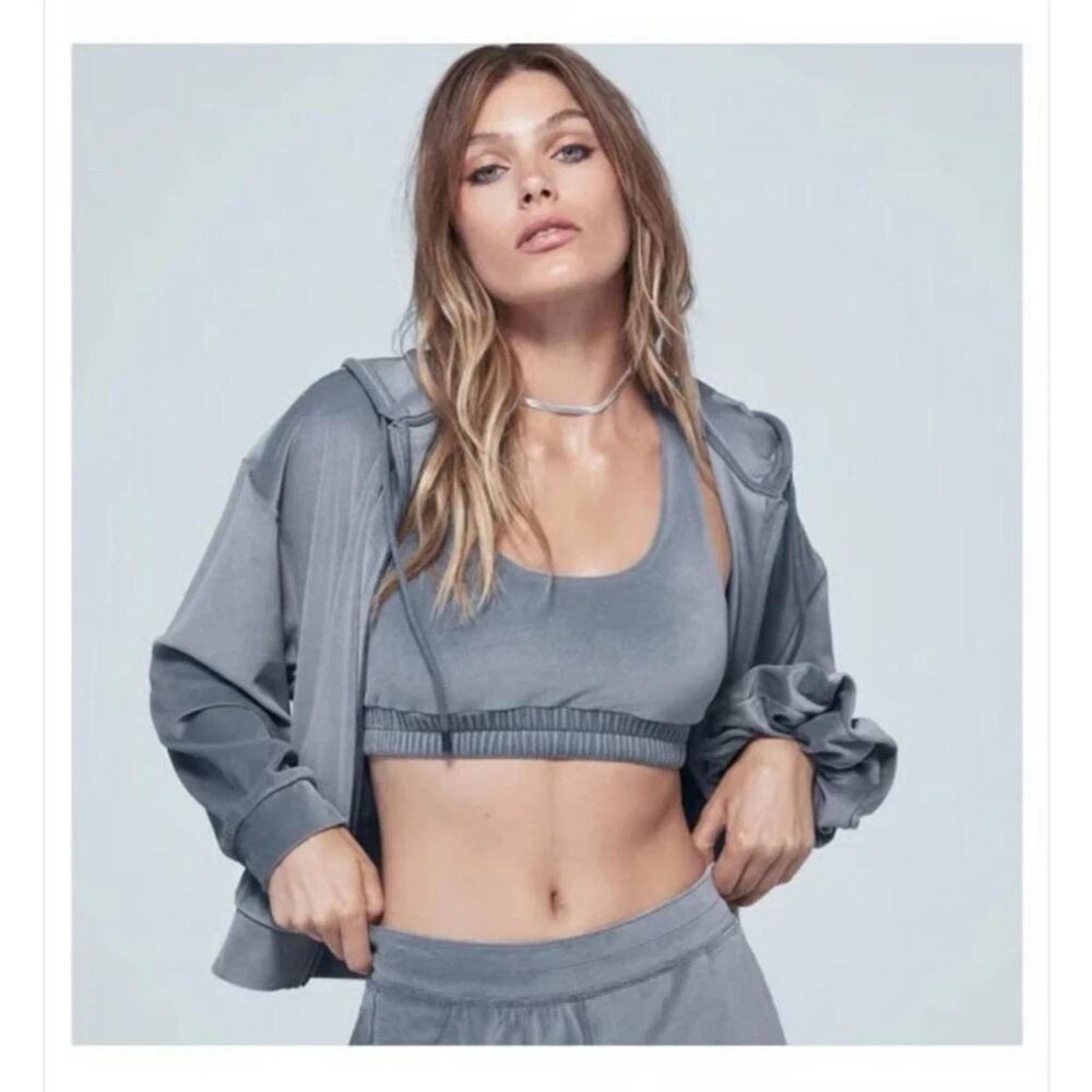 Alo Yoga Velour Grayish Blue Bra Top Women's Size Small